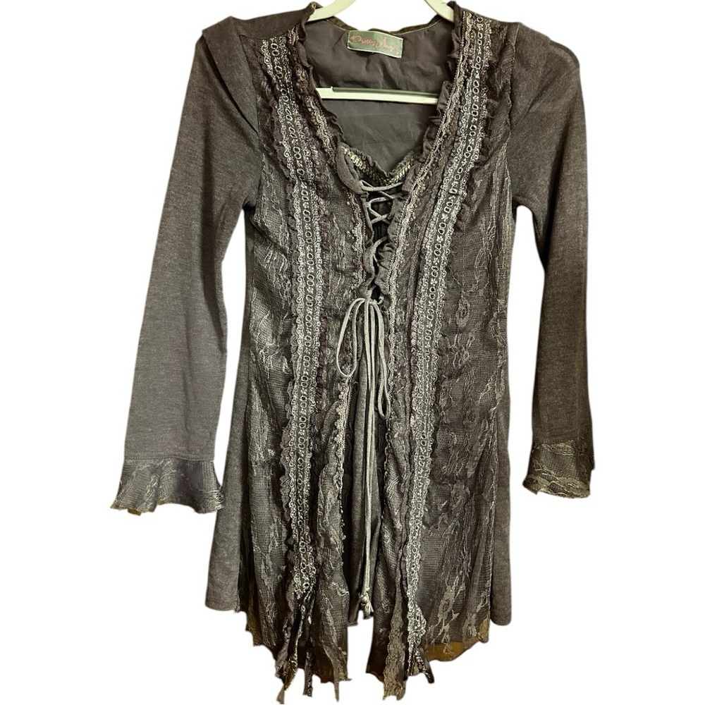 VTG Y2K PRETTY ANGEL ANTHROPOLOGIE LINEN BLEND BOHO SWEATER